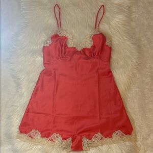 Vintage with tags Eve Stillman Satin Chemise with Lace Accents